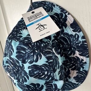 Original Penguin Navy and Light Blue Leaf Print Bucket Hat